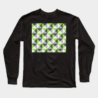 Lime Grey White Triangle Geometric pattern Long Sleeve T-Shirt